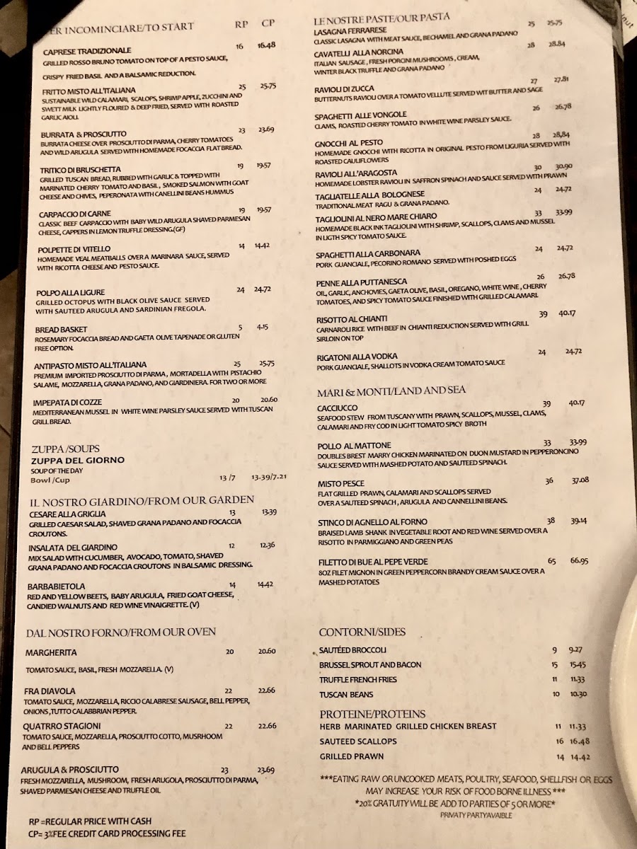 Menu Piacere Trattoria Italiana-1