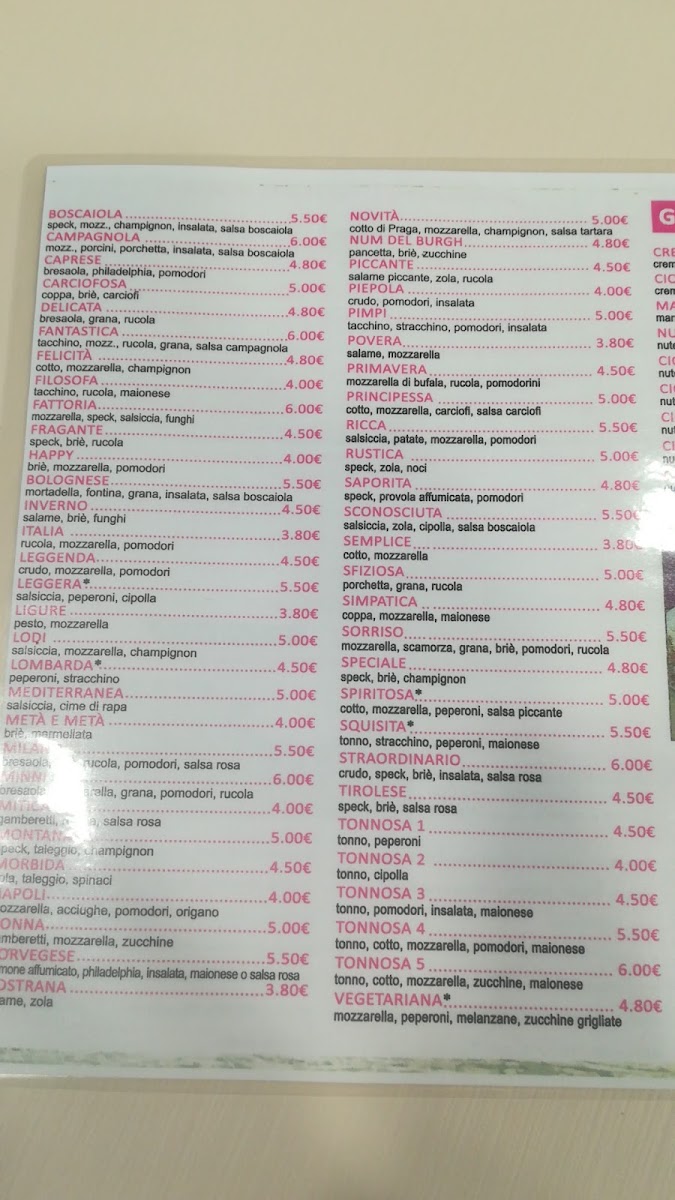 Menu Piadineria La Delizia-10