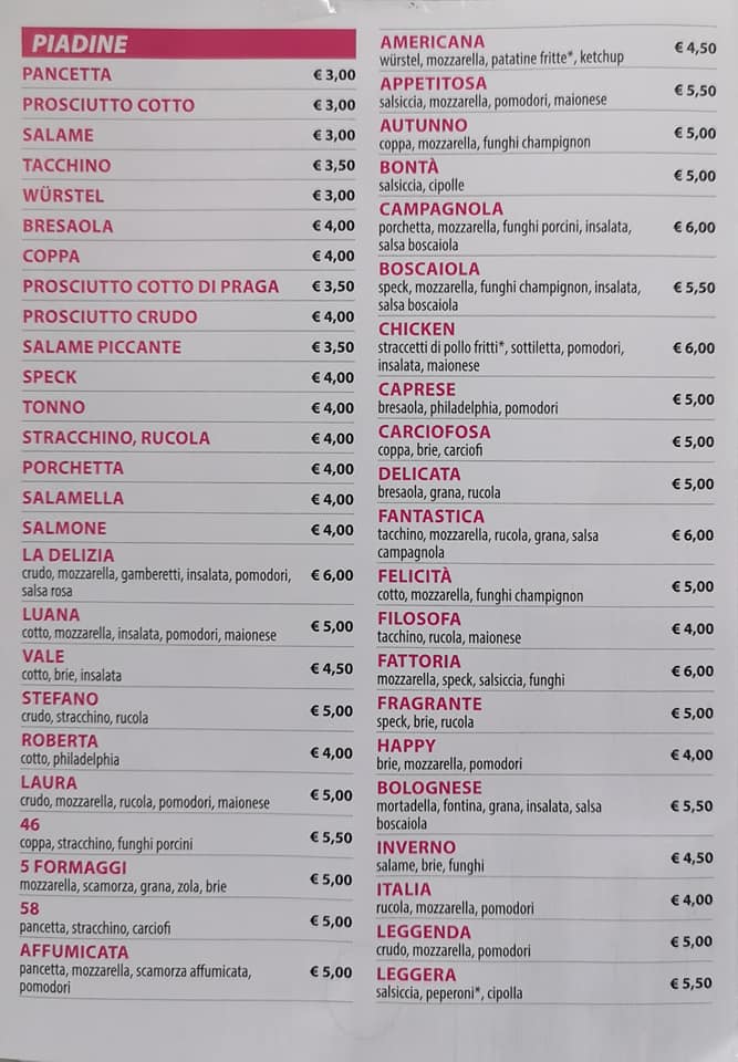 Menu Piadineria La Delizia-2