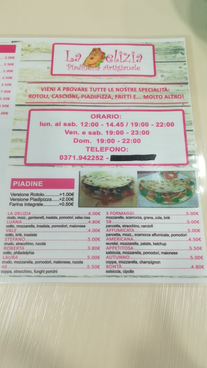 Menu Piadineria La Delizia-7