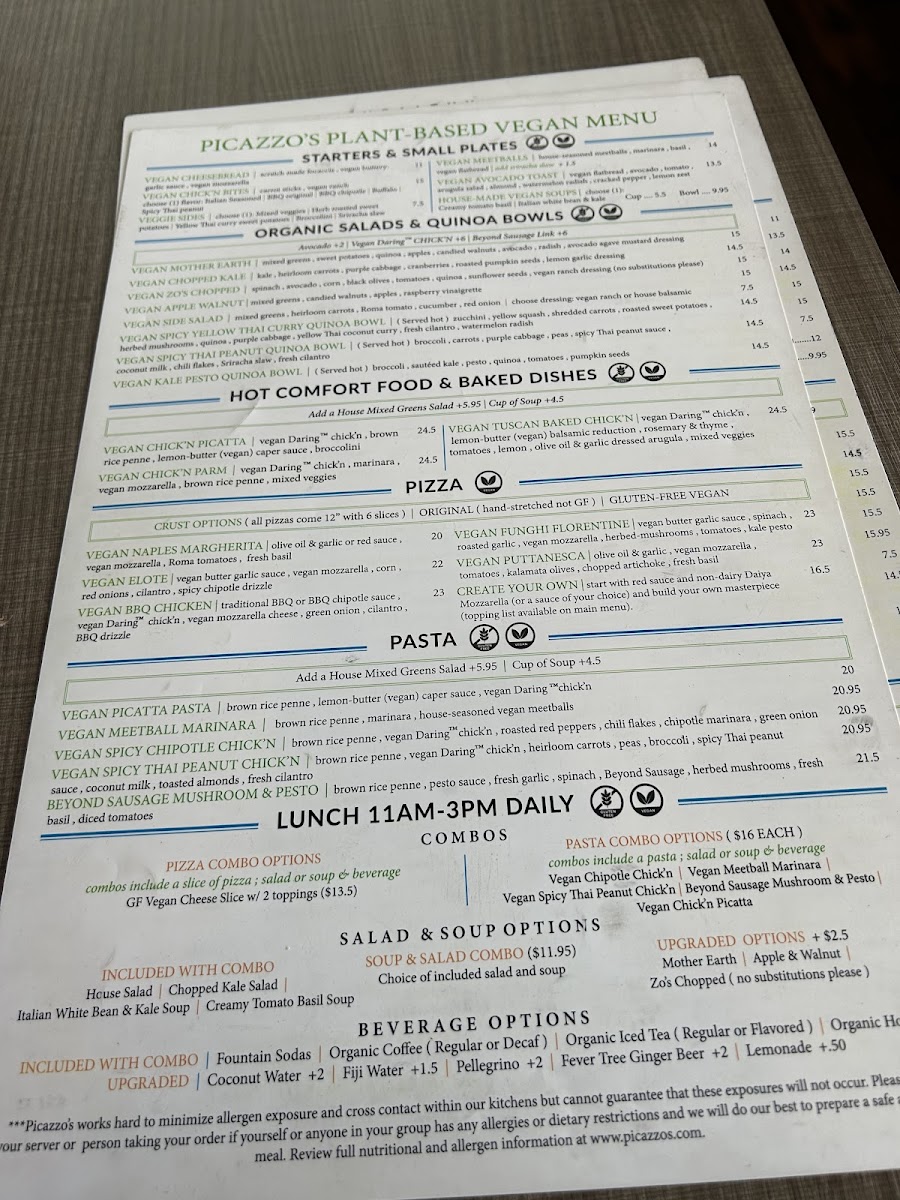 Menu Picazzo's Healthy Italian Kitchen Paradise Valley-6