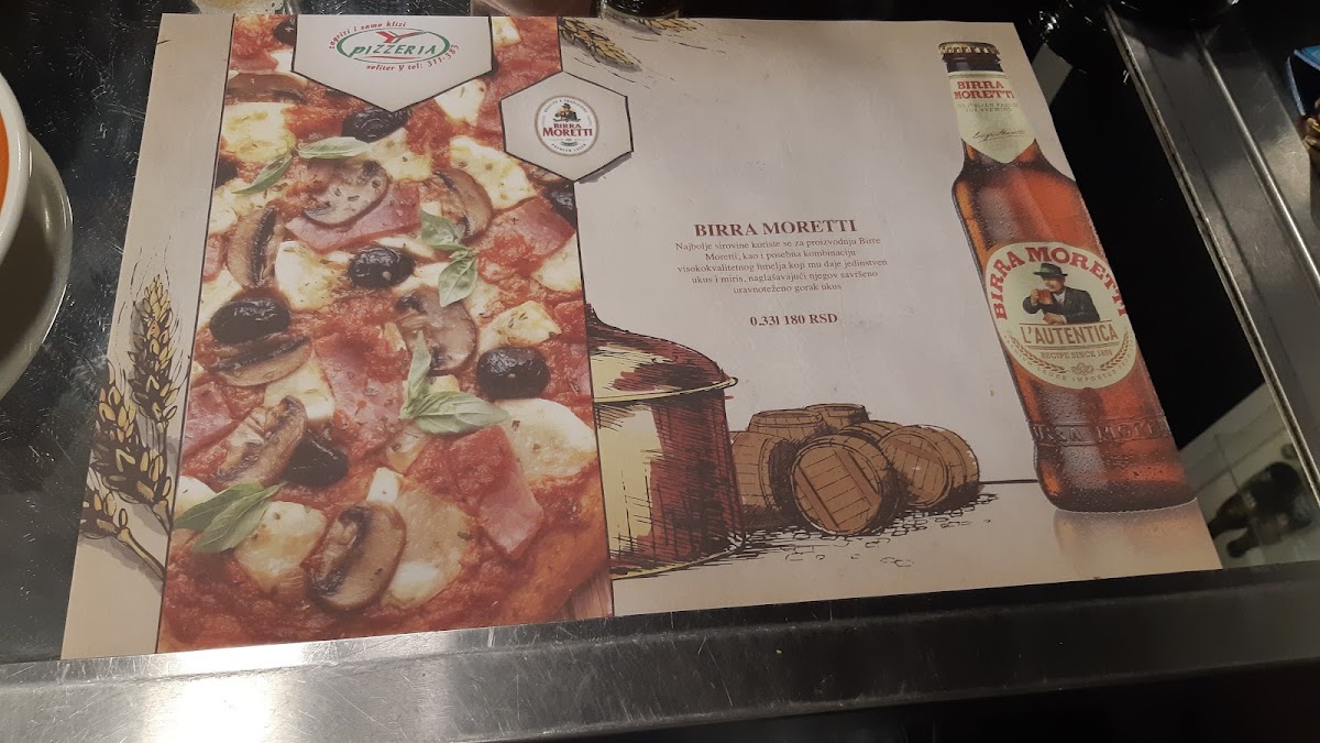 Menu Picerija Y-1