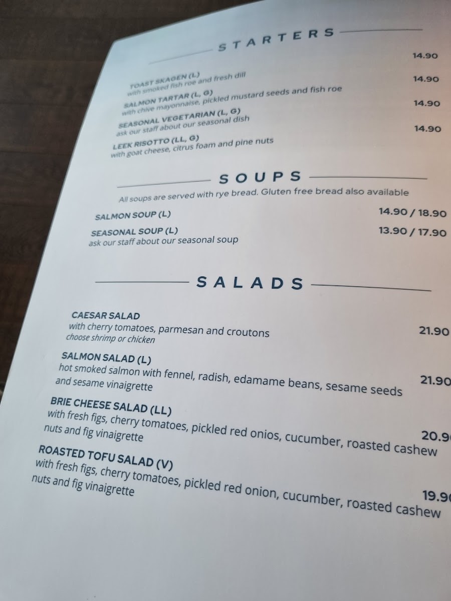 Menu Pier Zero-8