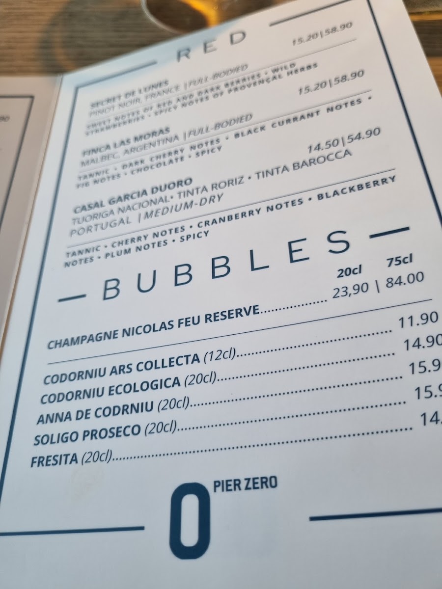Menu Pier Zero-9