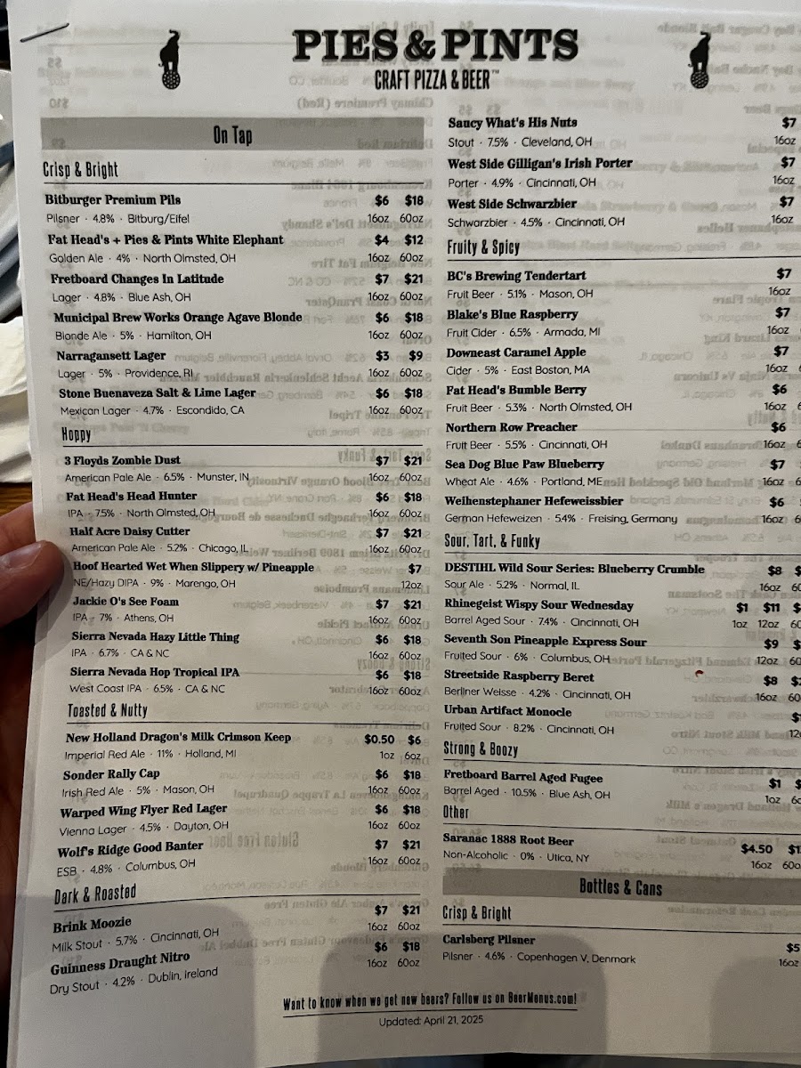 Menu Pies & Pints - Cincinnati, Oh (Liberty Center)-1