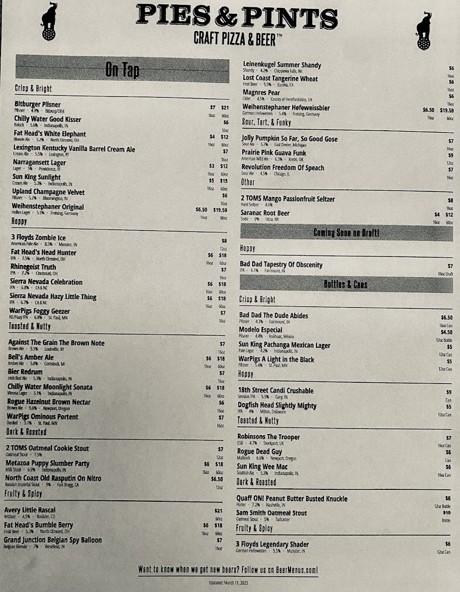 Menu Pies & Pints - Noblesville, In-1