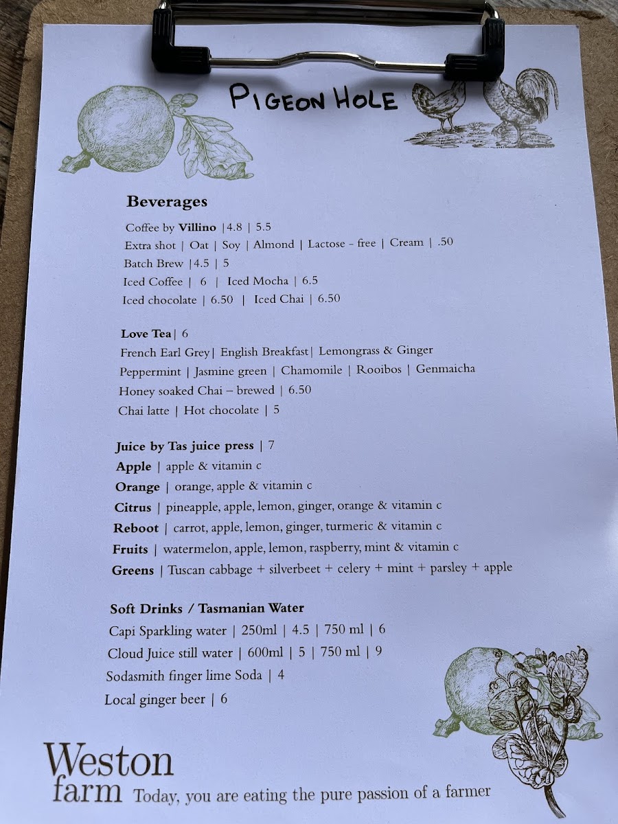 Menu Pigeon Hole-1