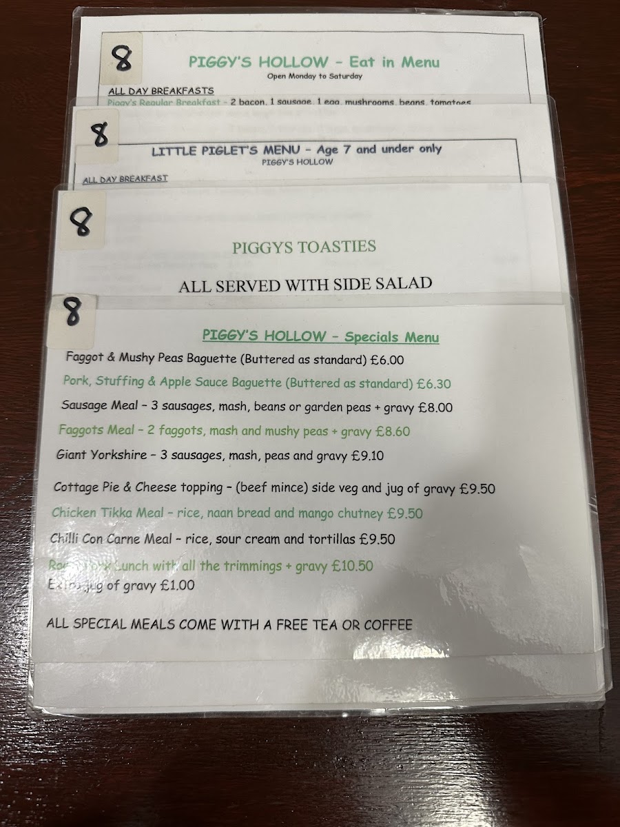 Menu Piggys Hollow Cafe-1