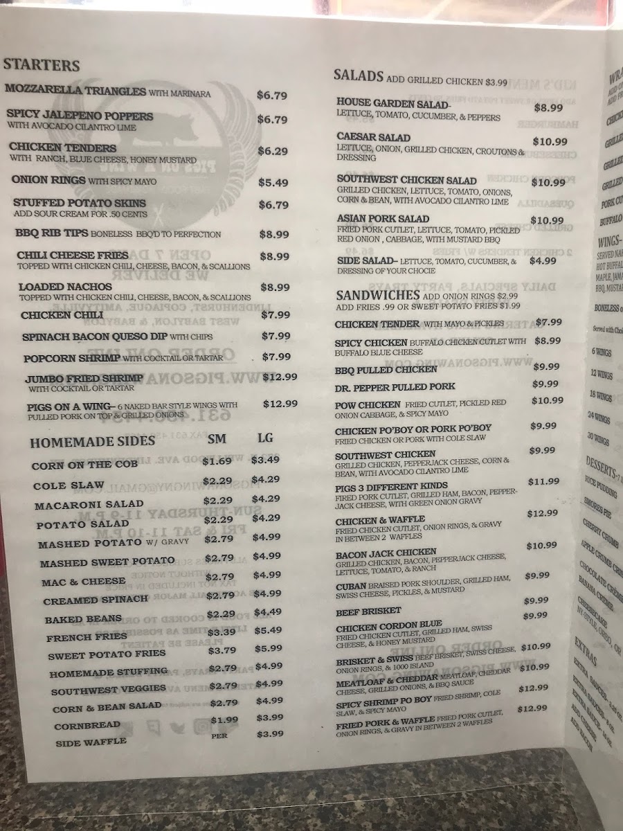 Menu Pigs On A Wing-5