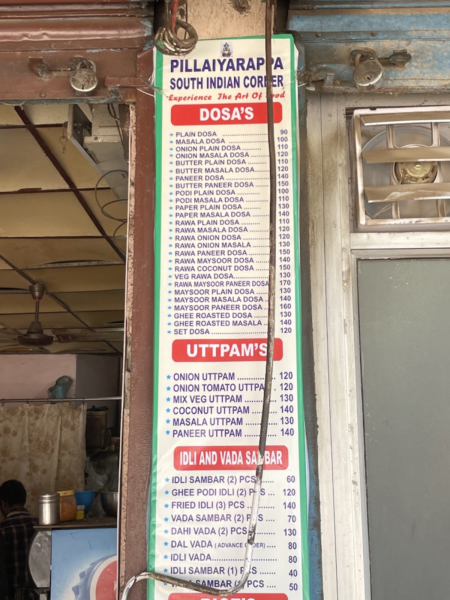 Menu Pillaiyrappa South Indian Corner-3