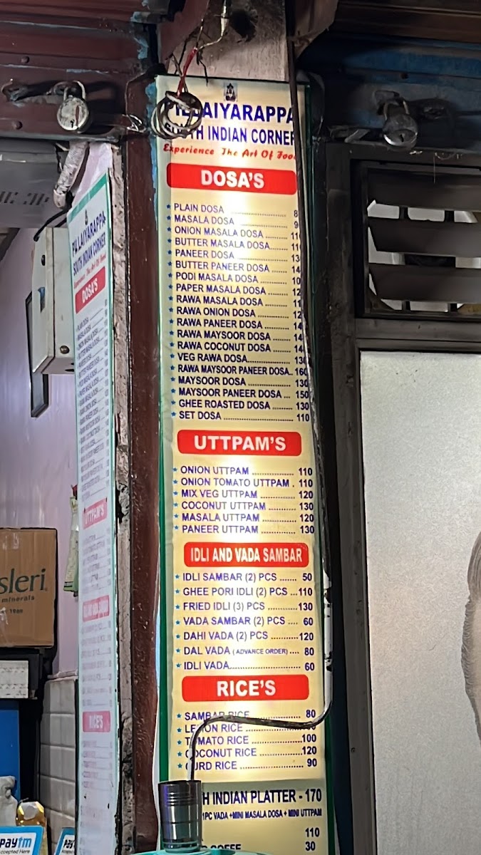 Menu Pillaiyrappa South Indian Corner-4