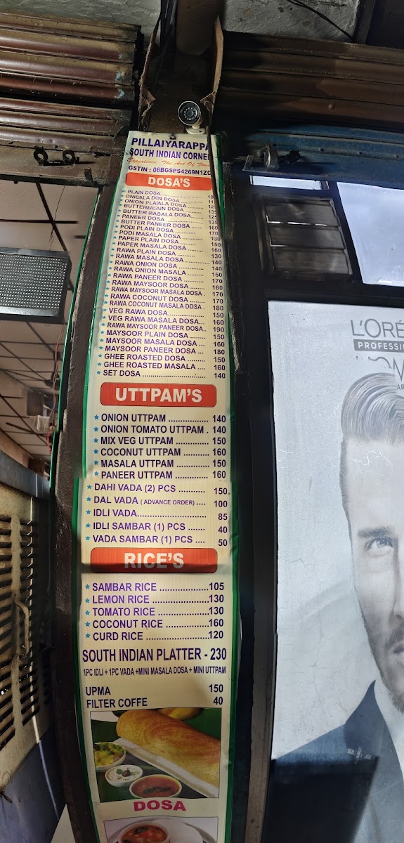 Menu Pillaiyrappa South Indian Corner-7