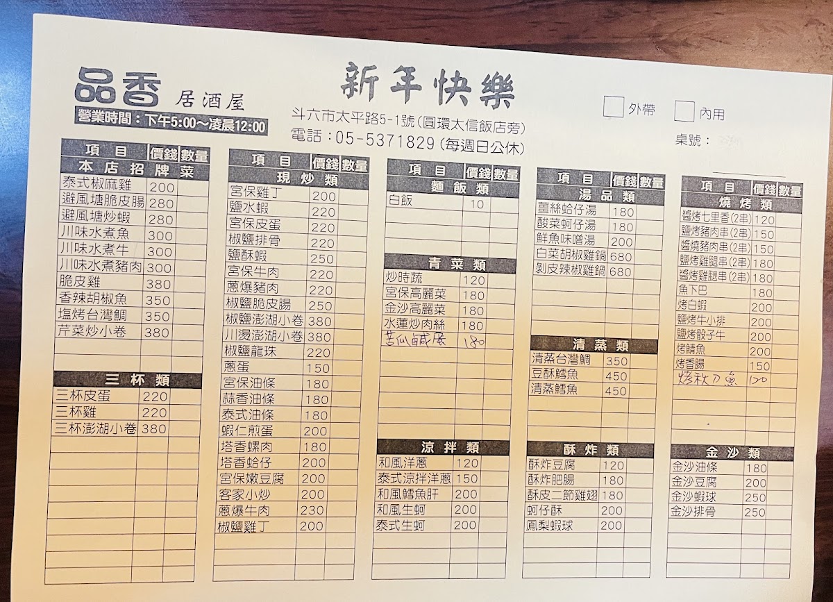 Menu Pin Xiang Ri Shi Izakaya Restaurant-5