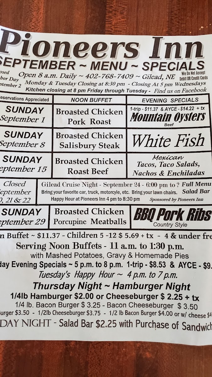 Menu Pioneers Inn Restaurant-3