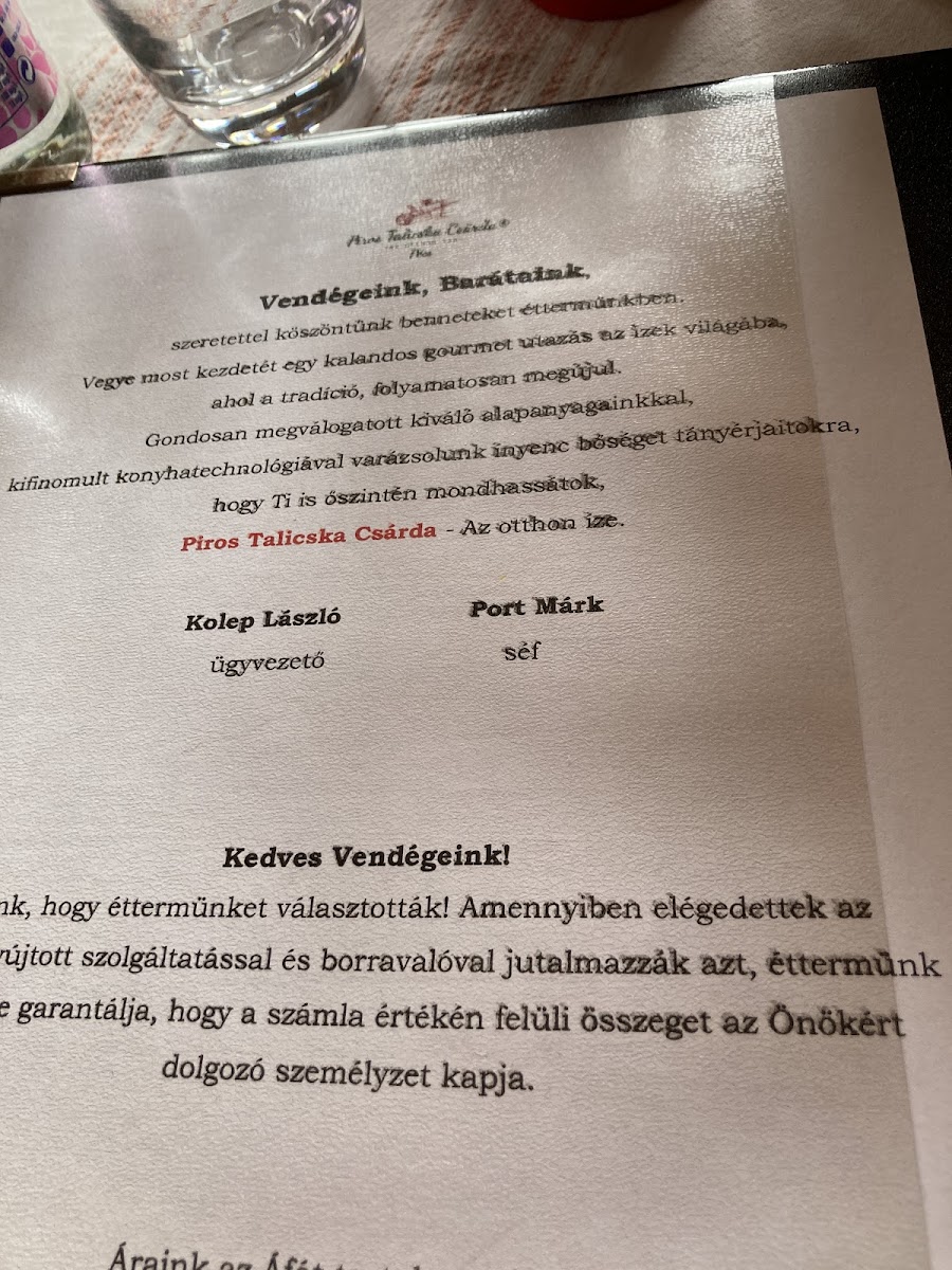 Menu Piros Talicska Csárda-2