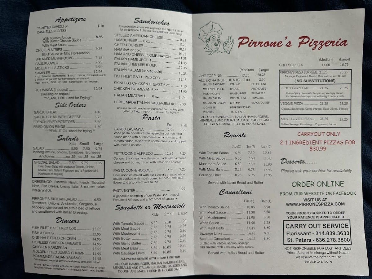 Menu Pirrone's Pizzeria-1