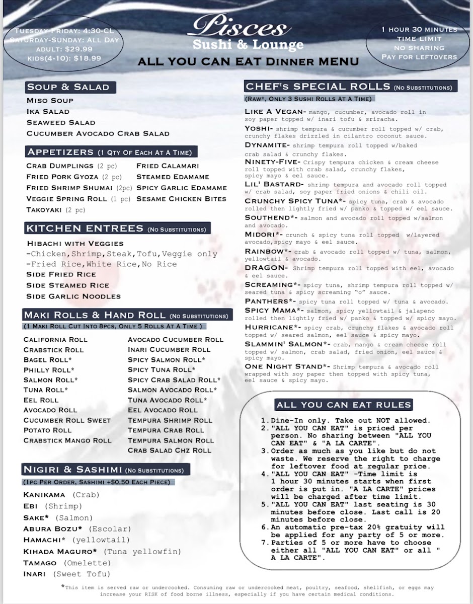 Menu Pisces Sushi Bar And Lounge-1