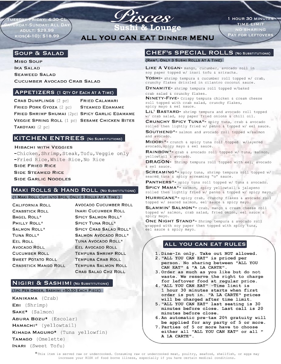 Menu Pisces Sushi Bar And Lounge-2