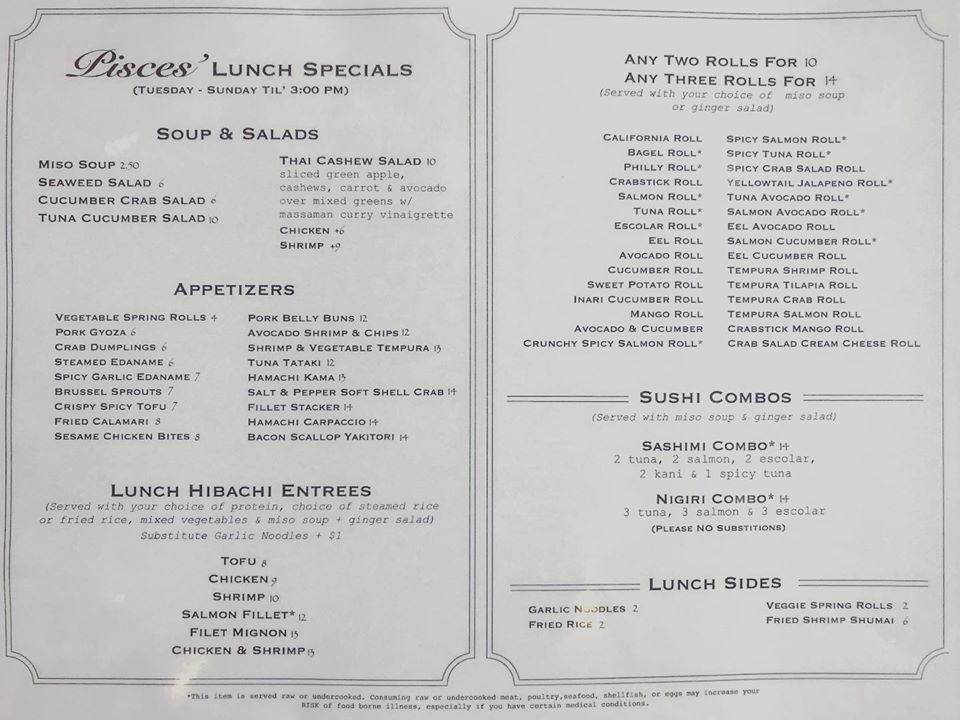 Menu Pisces Sushi Bar And Lounge-8