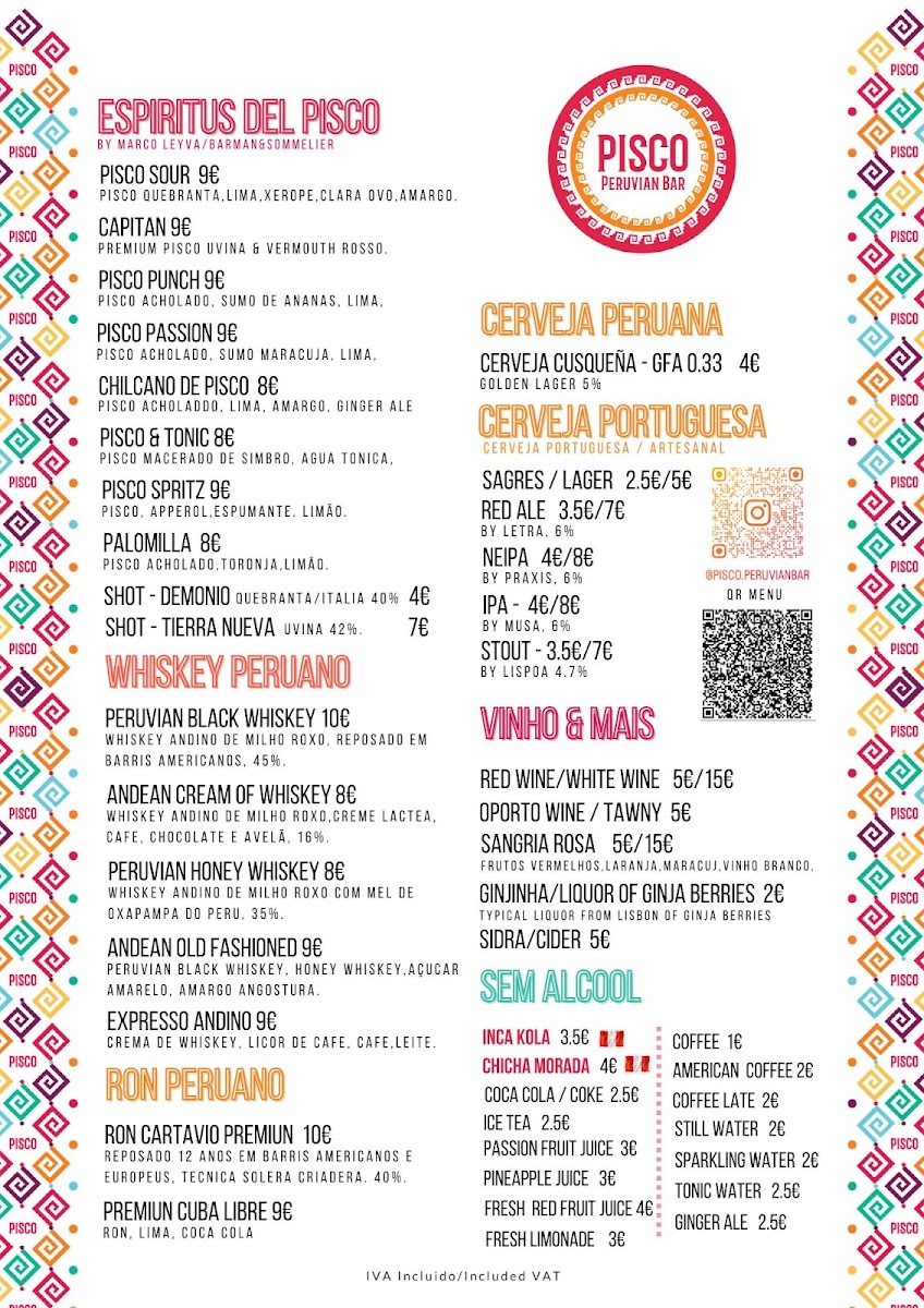 Menu Pisco Peruvian Bar-1