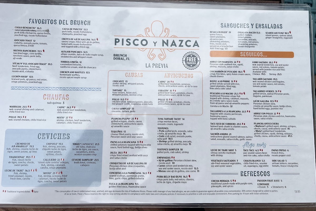 Menu Pisco Y Nazca Ceviche Gastrobar-1