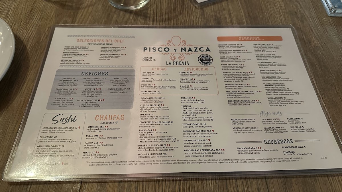 Menu Pisco Y Nazca Ceviche Gastrobar-2