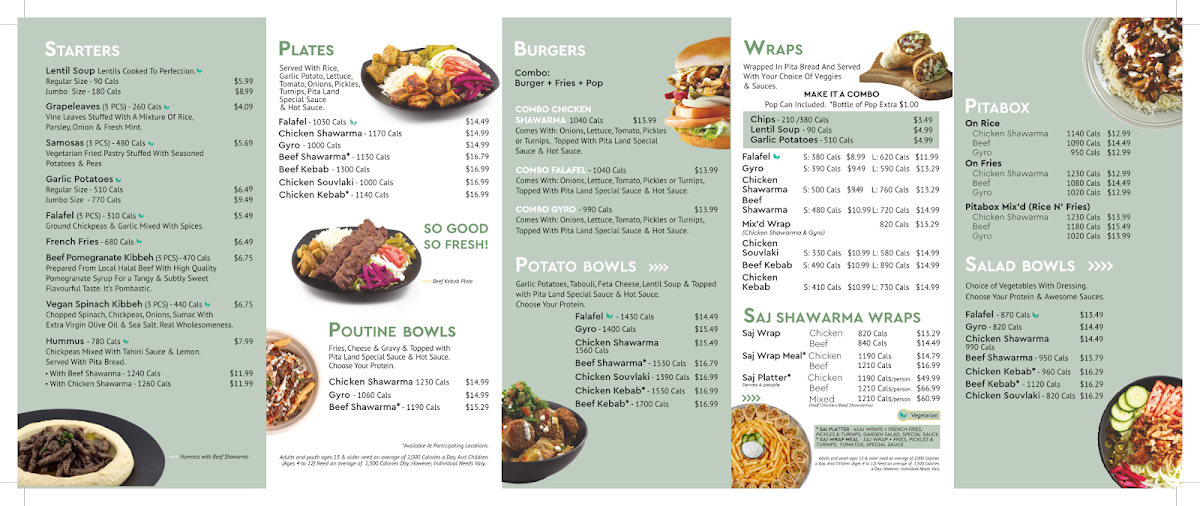 Menu Pita Land Shawarma - Alliston-1