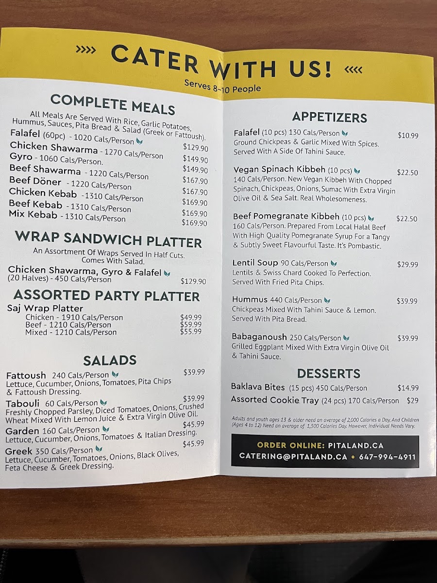 Menu Pita Land Shawarma - Burnhamthorpe-1