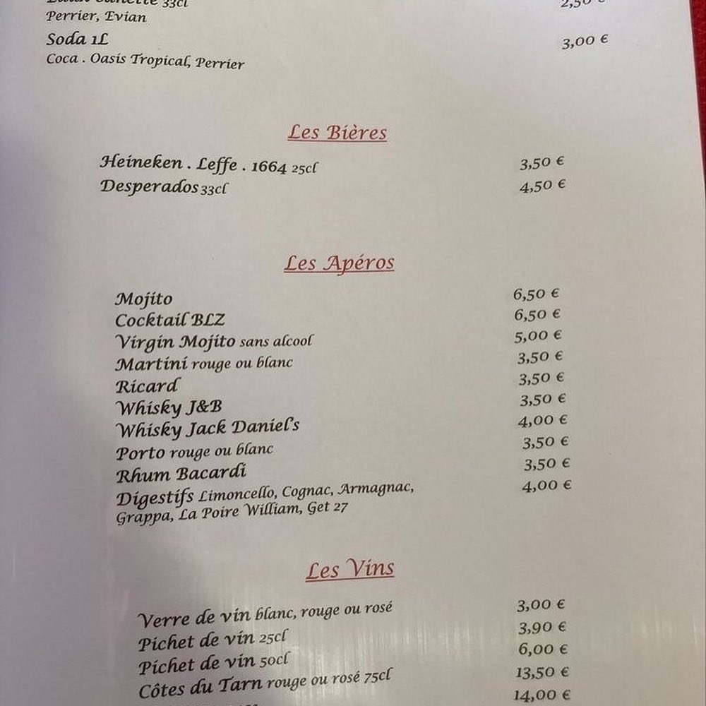 Menu Pizza Au Feu De Bois Casa Beluza Blz-1