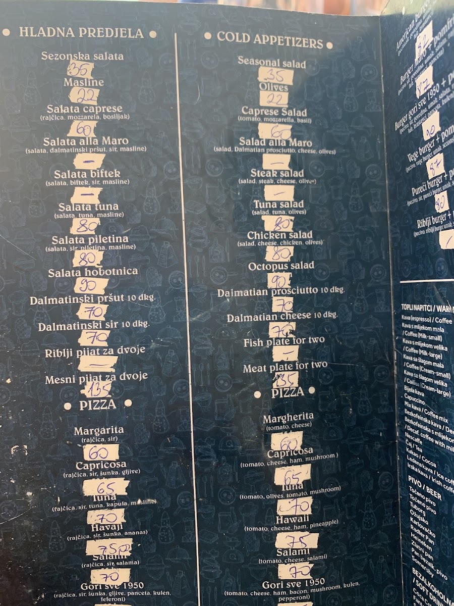 Menu Pizza & Burger Bar Maro-8