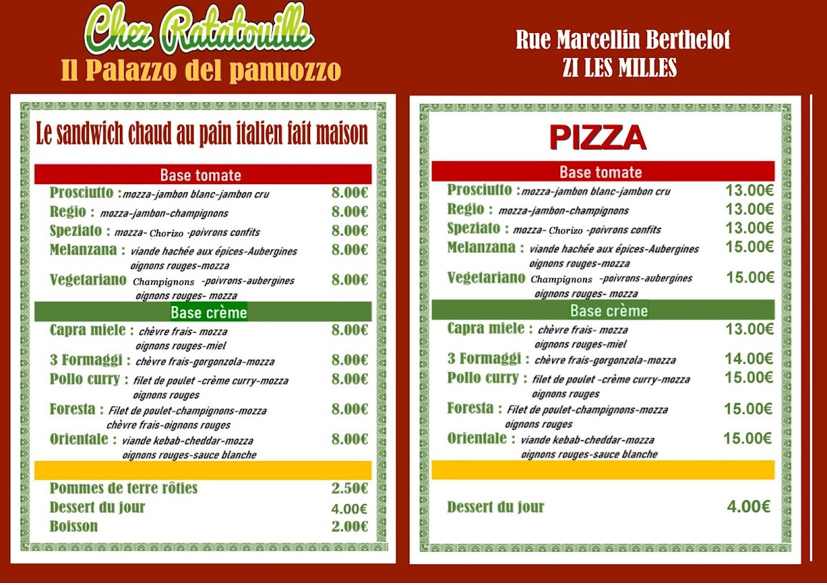Menu Pizza Chez Ratatouille 'il Palazzo Del Panuozzo'-1