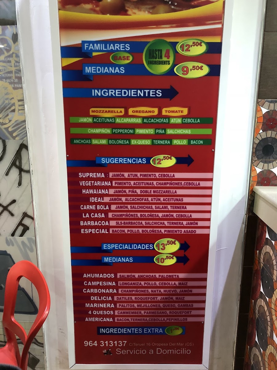 Menu Pizza Fono-7