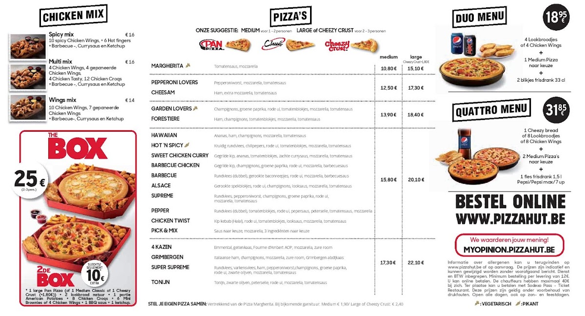 Menu Pizza Hut Levering Tielt-2