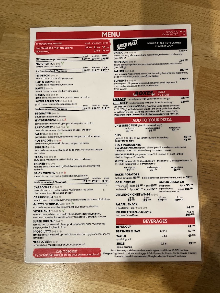 Menu Pizza Hut Praha Michelská-1