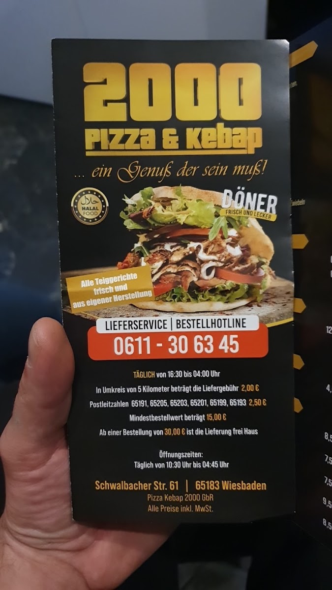 Menu Pizza Kebap 2000-2