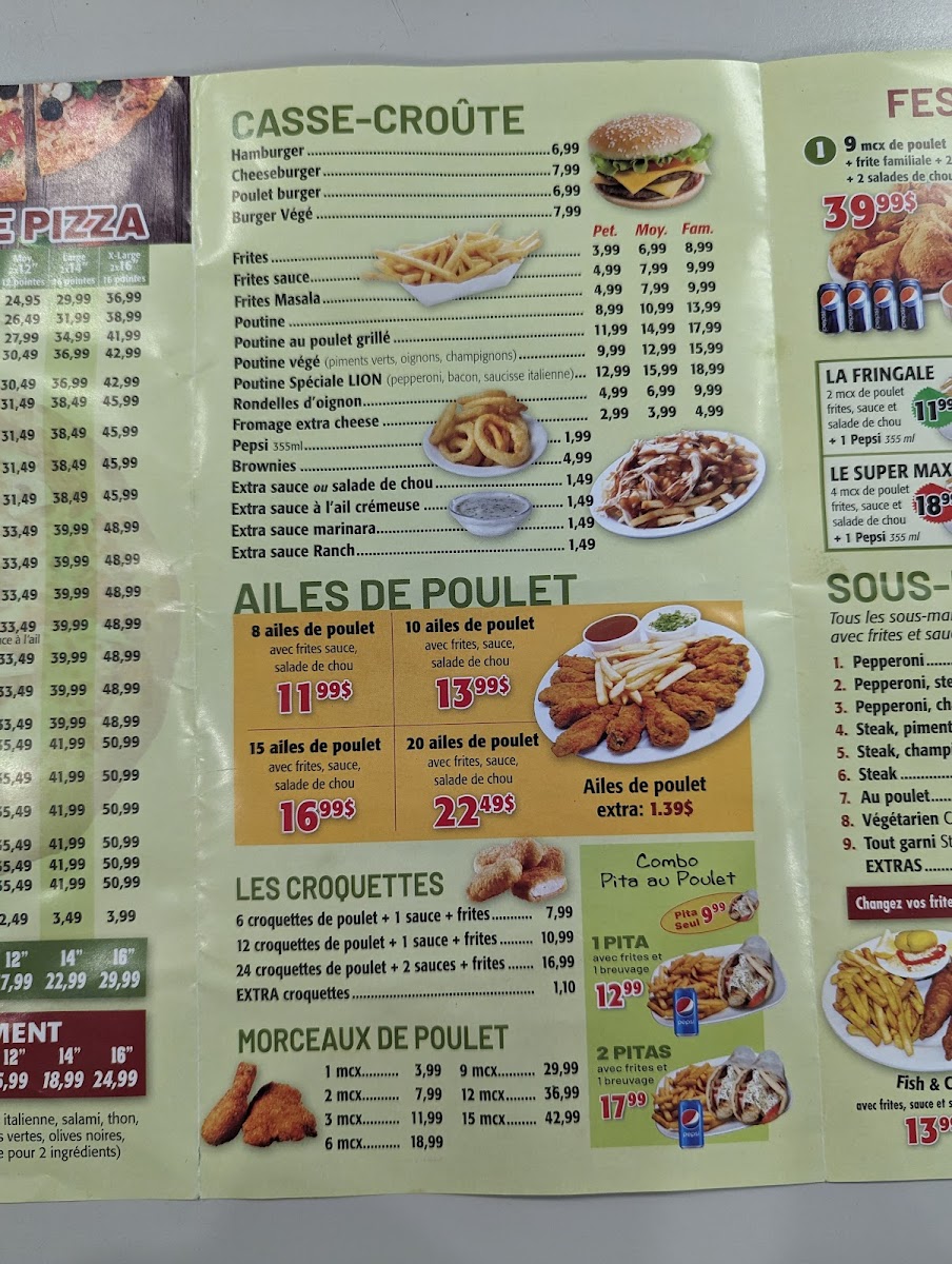Menu Pizza Lion - Ville Saint-Laurent-5