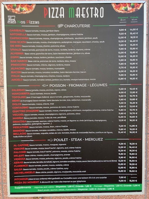 Menu Pizza Maestro Cournon D'auvergne-1