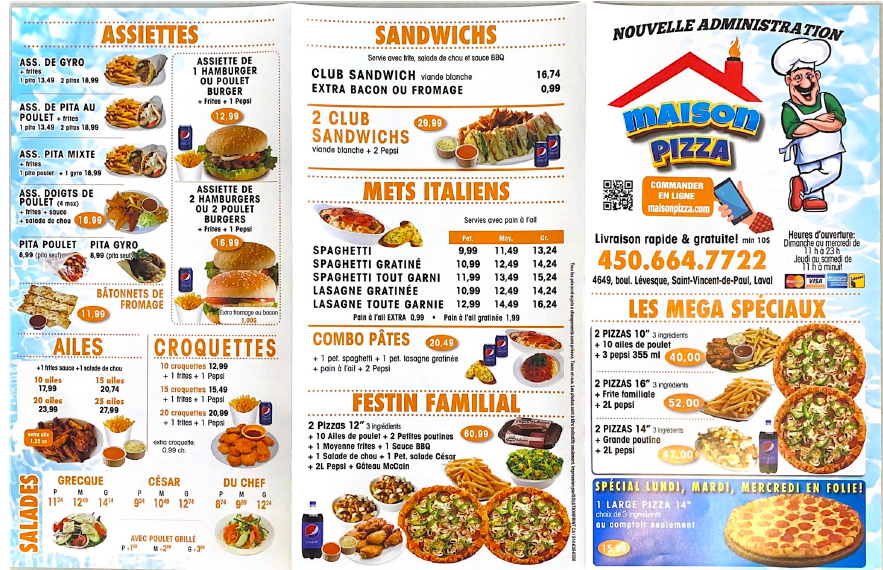 Menu Pizza Maison - Laval-1