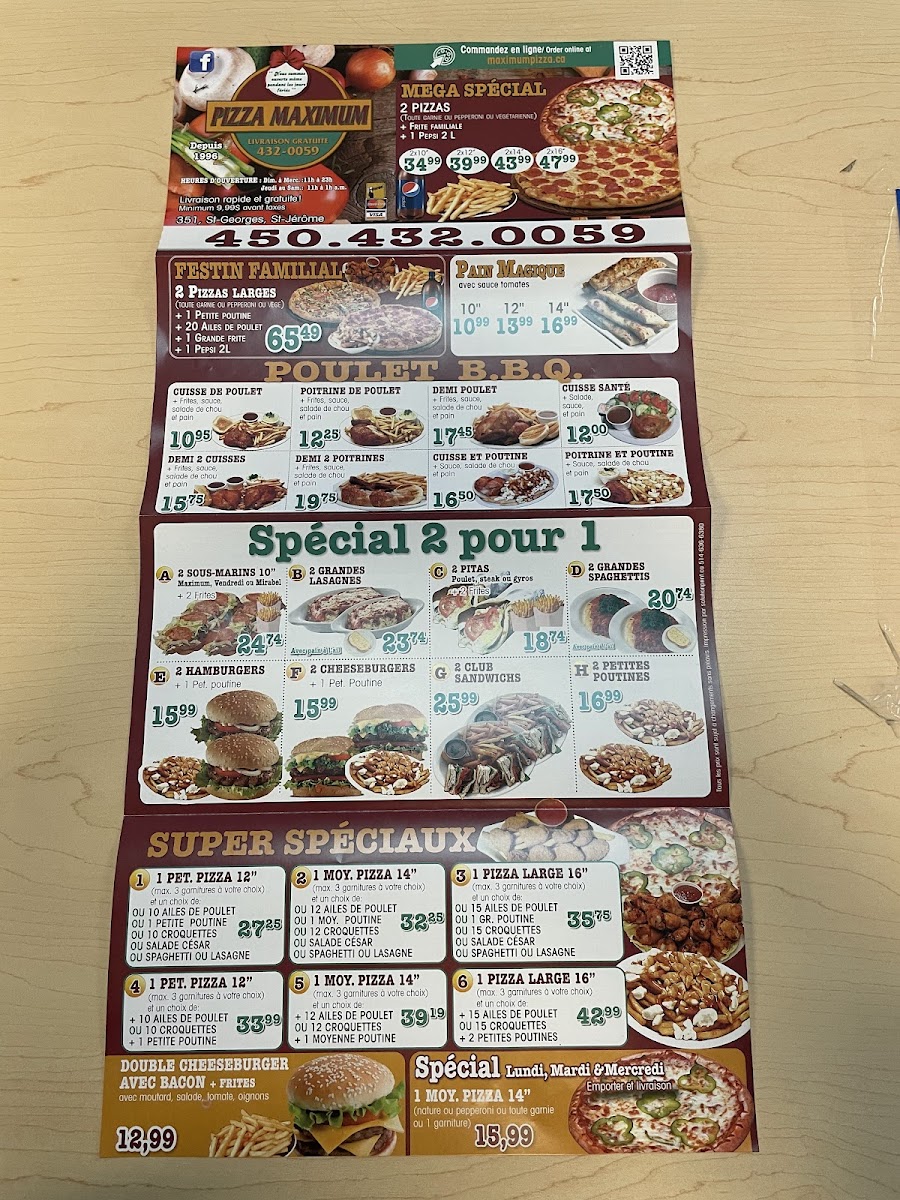 Menu Pizza Maximum - Saint-Jérôme-1