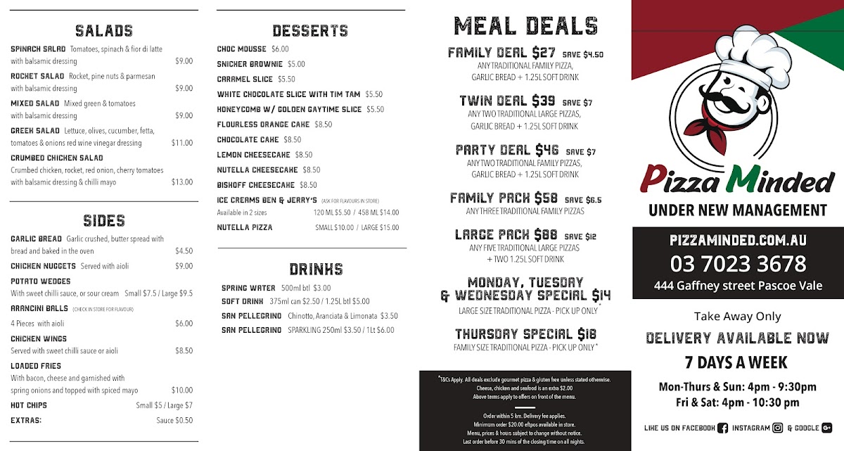 Menu Pizza Minded Pascoe Vale-1