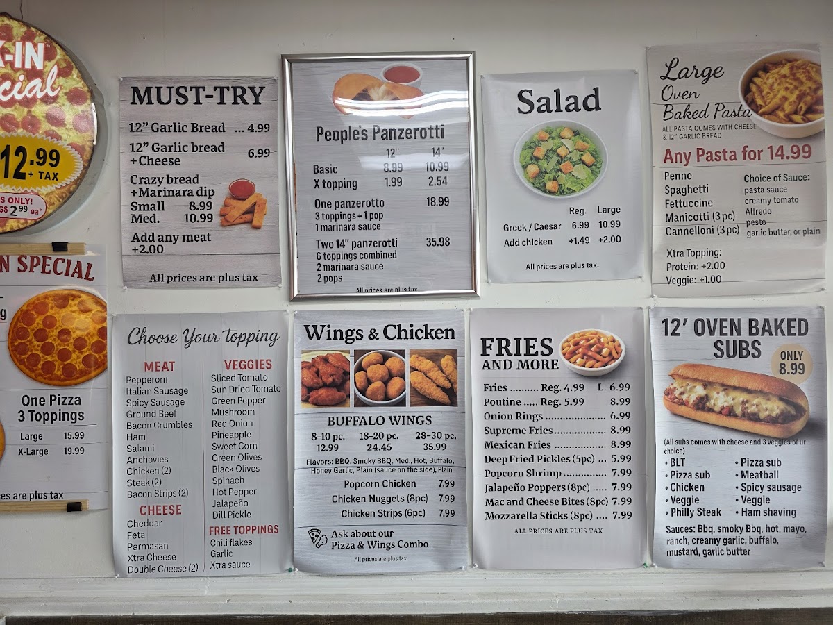 Menu Pizza People & Sub-1