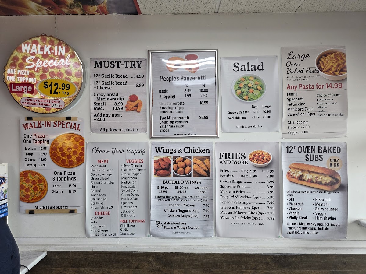 Menu Pizza People & Sub-2