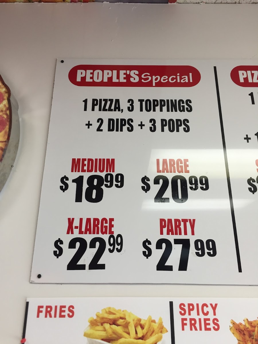 Menu Pizza People & Sub-7
