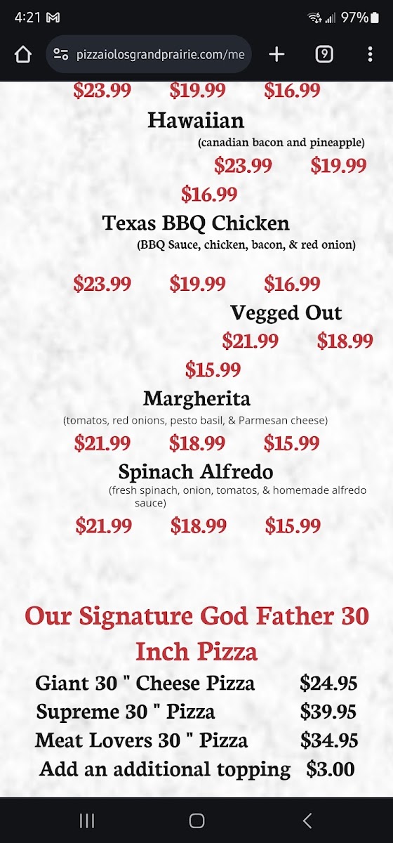 Menu Pizzaiolo's Pizza And Pasta-10
