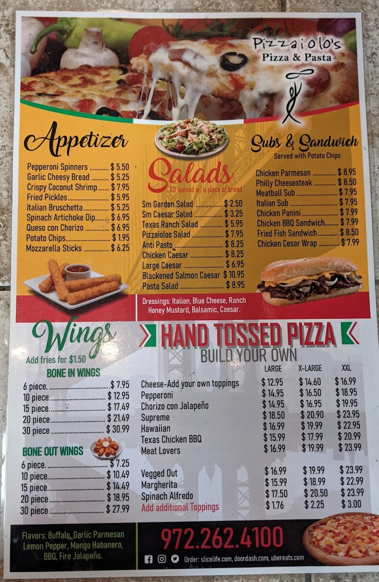 Menu Pizzaiolo's Pizza And Pasta-7