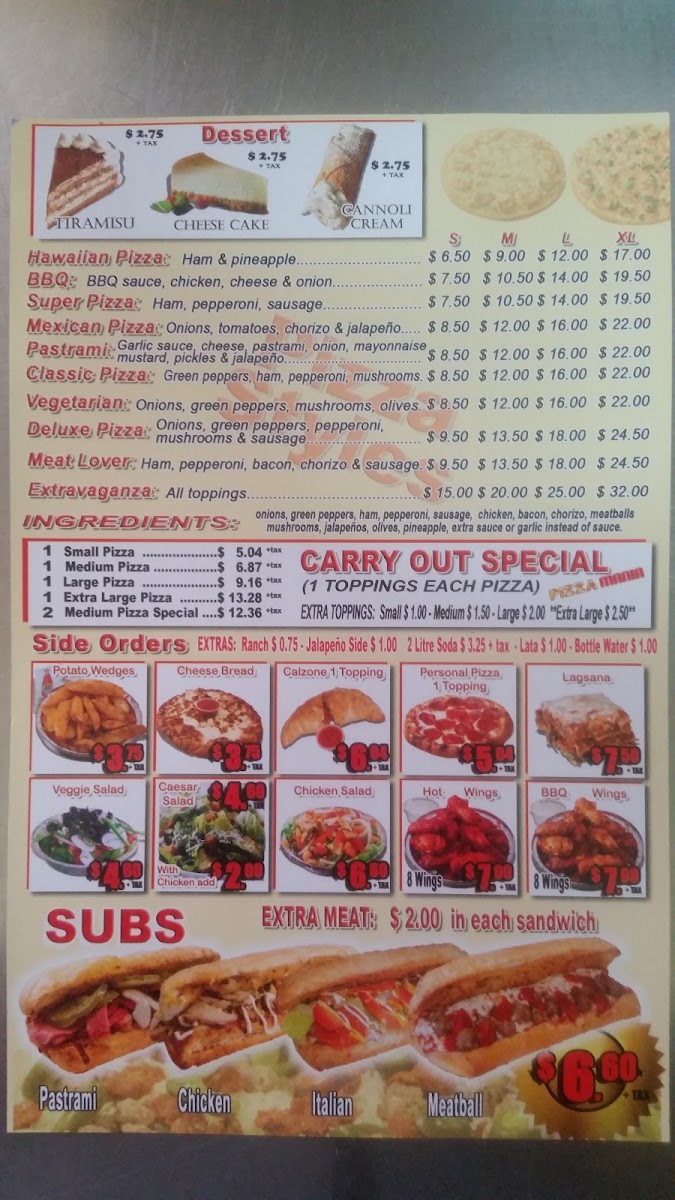 Menu Pizzamania La-10