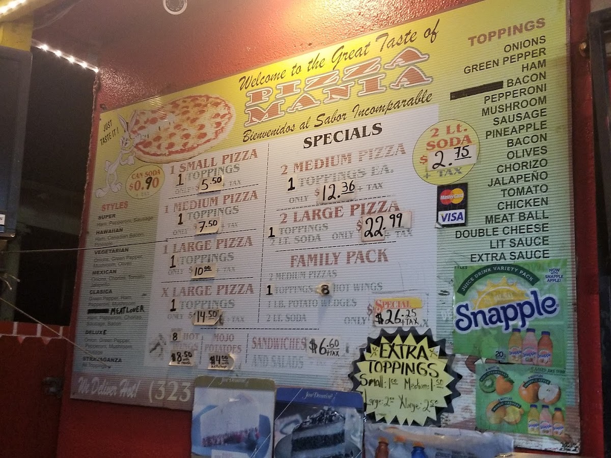 Menu Pizzamania La-9