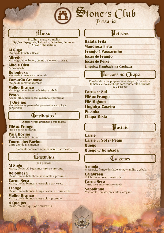 Menu Pizzaria / Casa De Massas- Stones Club-1