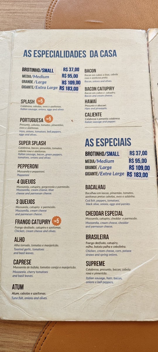 Menu Pizzaria Splash Pizza - Centro-7