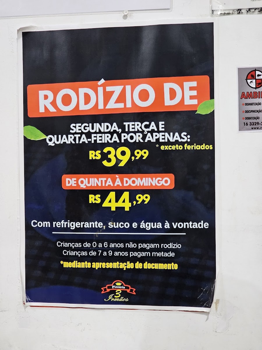 Menu Pizzaria Três Irmãos - Av. Do Café Famoso Rodízio De Pizzas-2